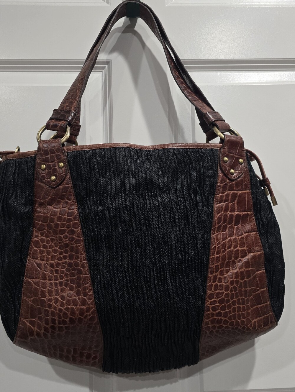 Donald J Pliner Shoulder Handbag Purse Brown Black
